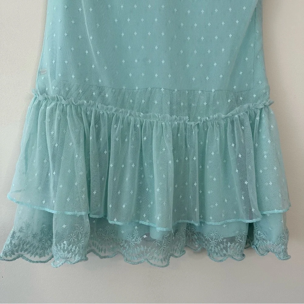 American Girl Truly Me Spring Breeze Dress Girls Size 10 Aqua Mesh Ruffle - Picture 4 of 14